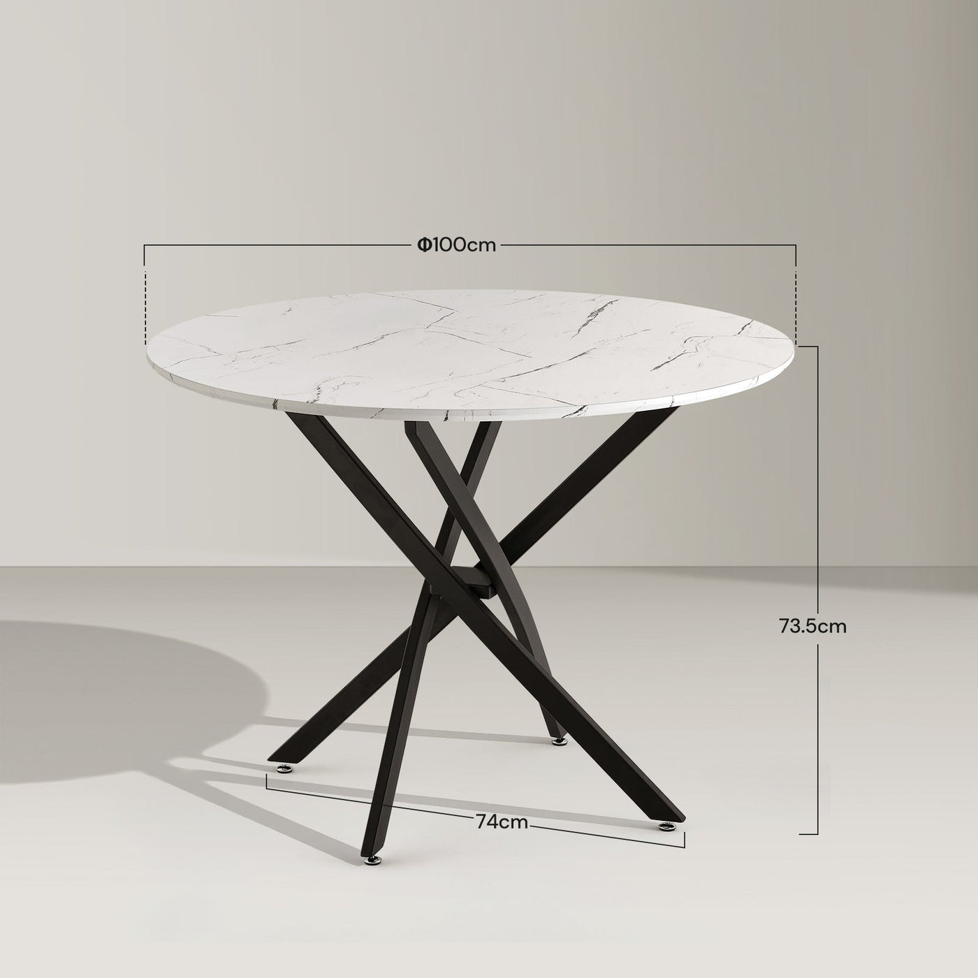 Clarris Marble Pattern Round Dining Table[For 4-6]