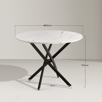 Clarris Marble Pattern Round Dining Table[For 4-6]