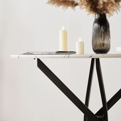 Clarris Marble Pattern Round Dining Table[For 4-6]