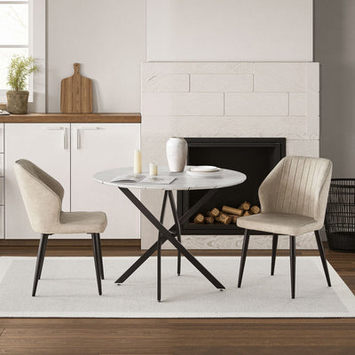 Clarris Marble Pattern Round Dining Table[For 4-6]