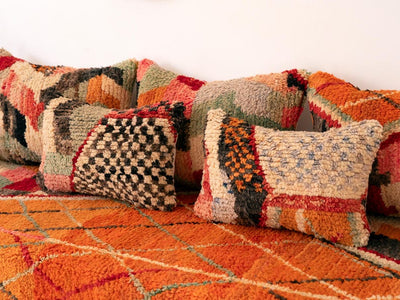 Handcrafted Moroccan Floor Sofa Orange Set