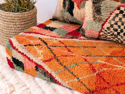 Handcrafted Moroccan Floor Sofa Orange Set