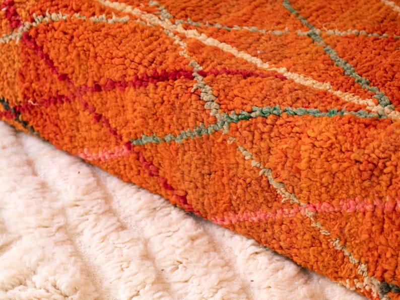 Handcrafted Moroccan Floor Sofa Orange Set
