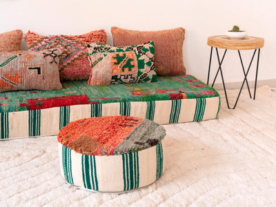 Handcrafted Moroccan Floor Sofa Green Set