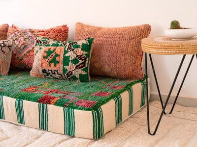 Handcrafted Moroccan Floor Sofa Green Set