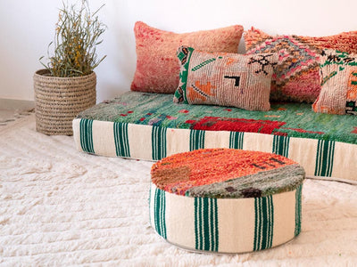 Handcrafted Moroccan Floor Sofa Green Set