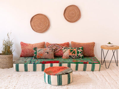 Handcrafted Moroccan Floor Sofa Green Set